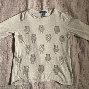 Long sleeve owl gray top size XS